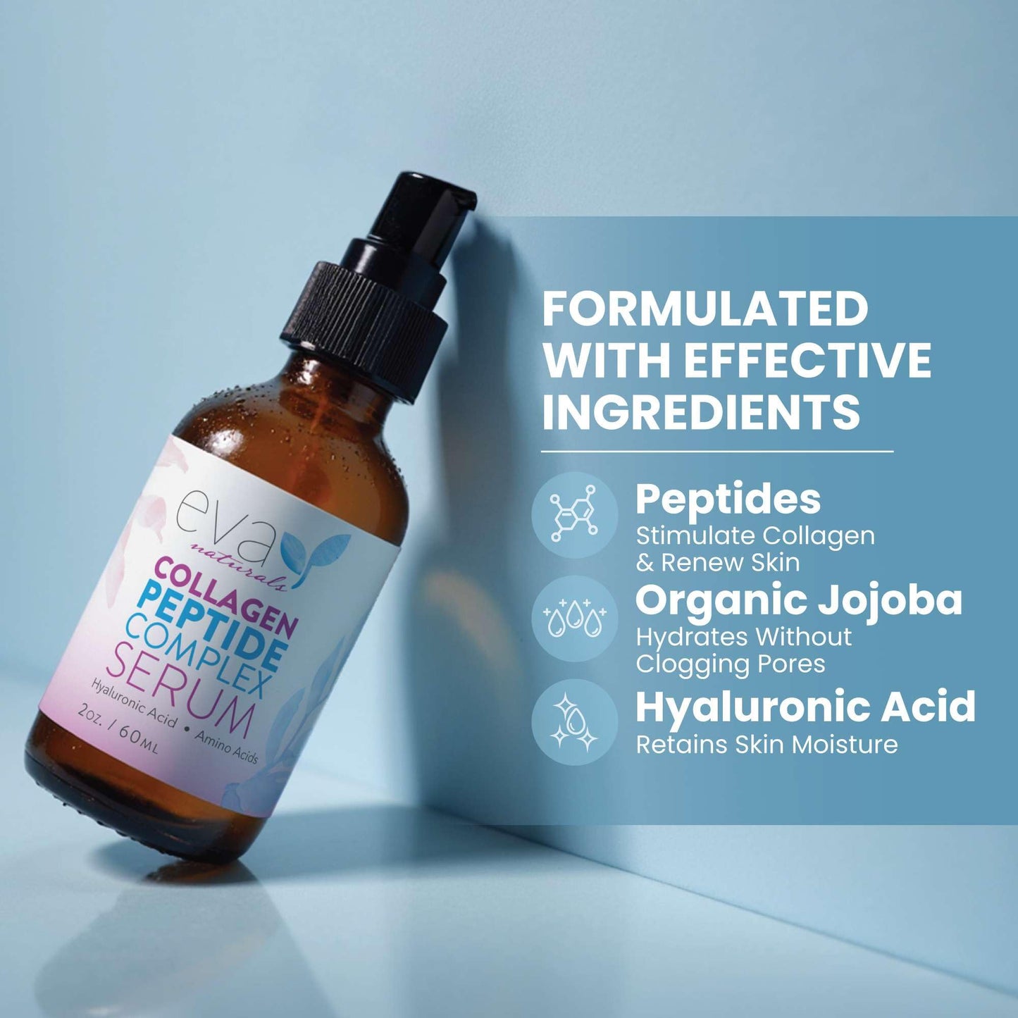 Collagen Peptide Serum for Face – Anti Aging Facial Treatment with Peptides & Hyaluronic Acid – Gentle for Sensitive Skin, Microneedling Pen, Derma Roller, Skin Firming & Hydrating (2 Oz) (2 Pack)