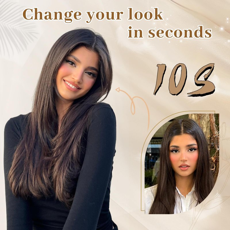 MEDO Hair Toppers for Women with Thinning Hair, 14 Inch Straight Short Black Wig Toppers for women