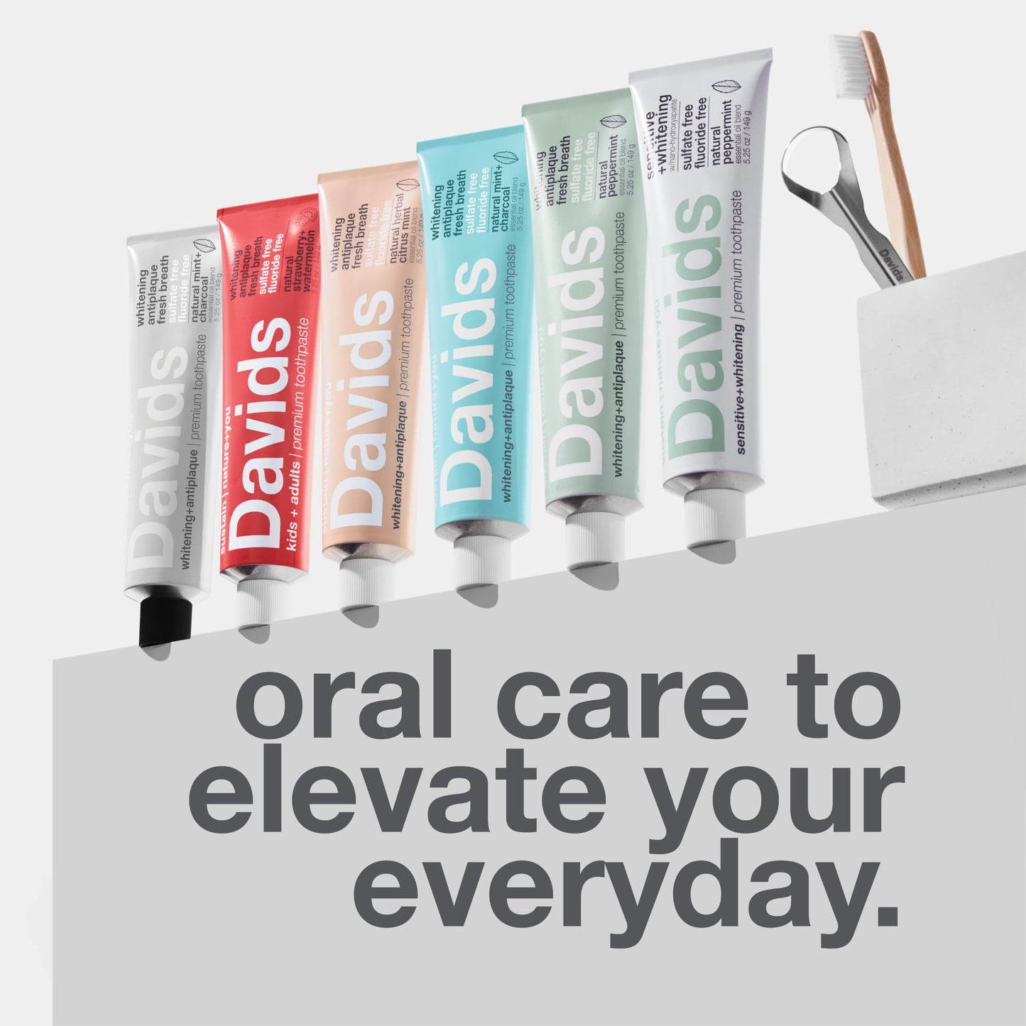 Davids Whitening Charcoal Travel Toothpaste, Antiplaque, Fluoride Free, Peppermint, 1.75 OZ, TSA Approved Travel Size (3 Pack)