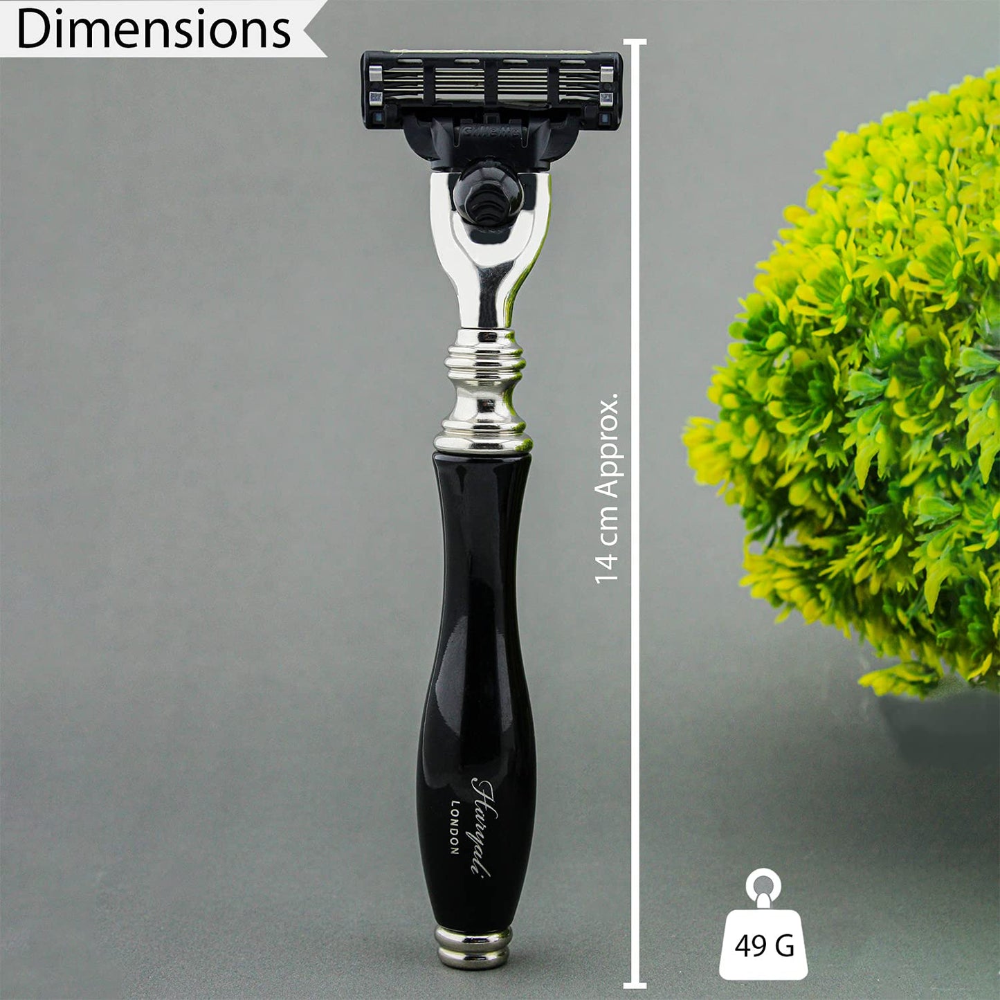 Haryali London 3 Edge Shaving Razor - Black Coated Handle | Beard & Mustache Safety Razor for Men & Women