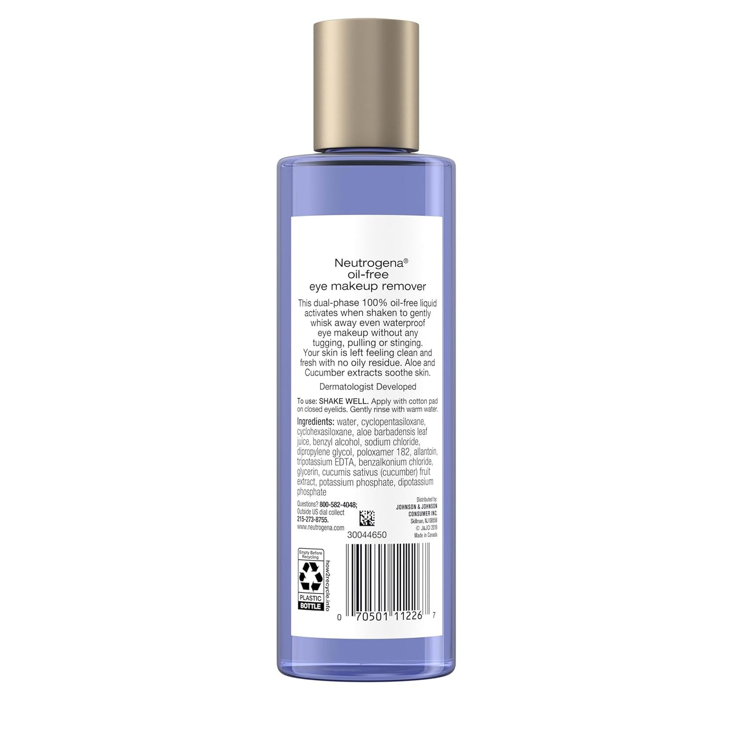 Neutrogena Oil-Free Eye Makeup Remover - Gentle Non-Greasy Formula for Waterproof Mascara | 8 fl. Oz, 2 Pack