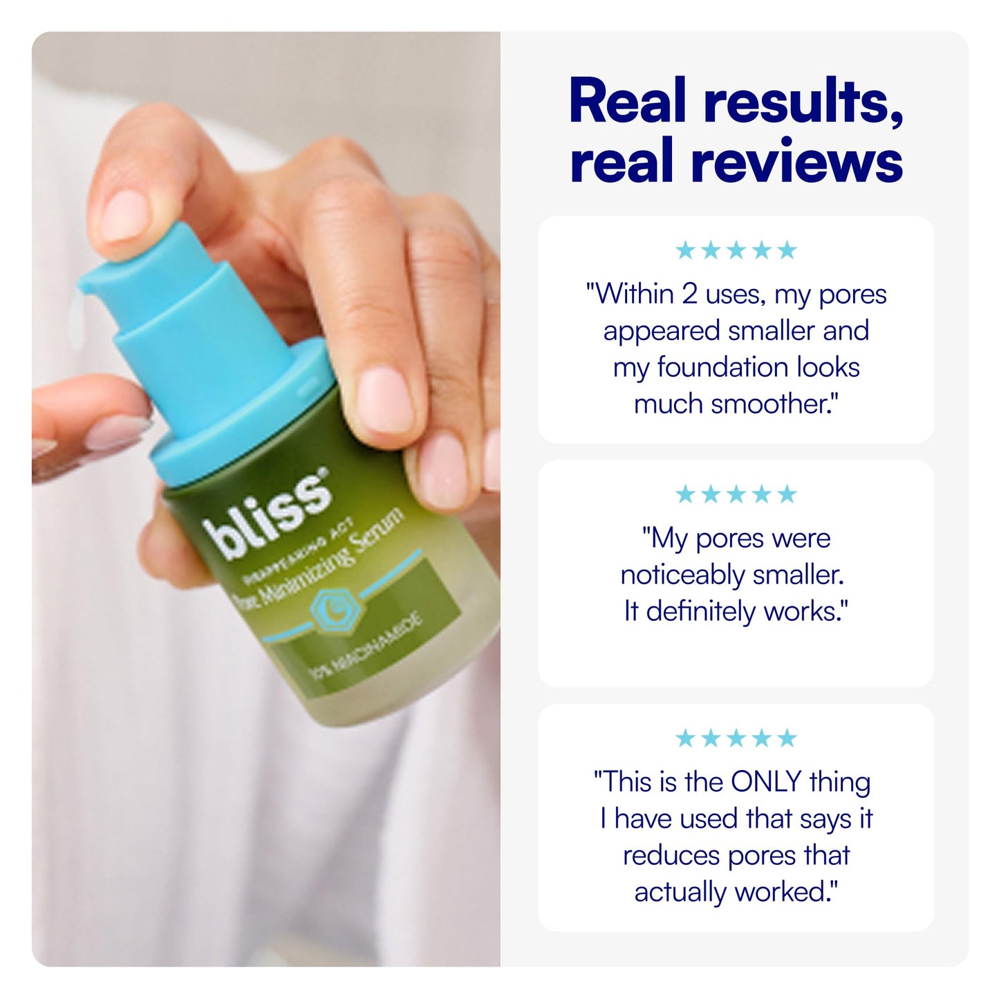 Bliss Disappearing Act Pore-Minimizing Serum – Niacinamide + Pore Vanish Complex with Green Tea – Refines Pores, Controls Oil & Targets Dark Spots for Smooth Glass Skin – 1 Fl Oz