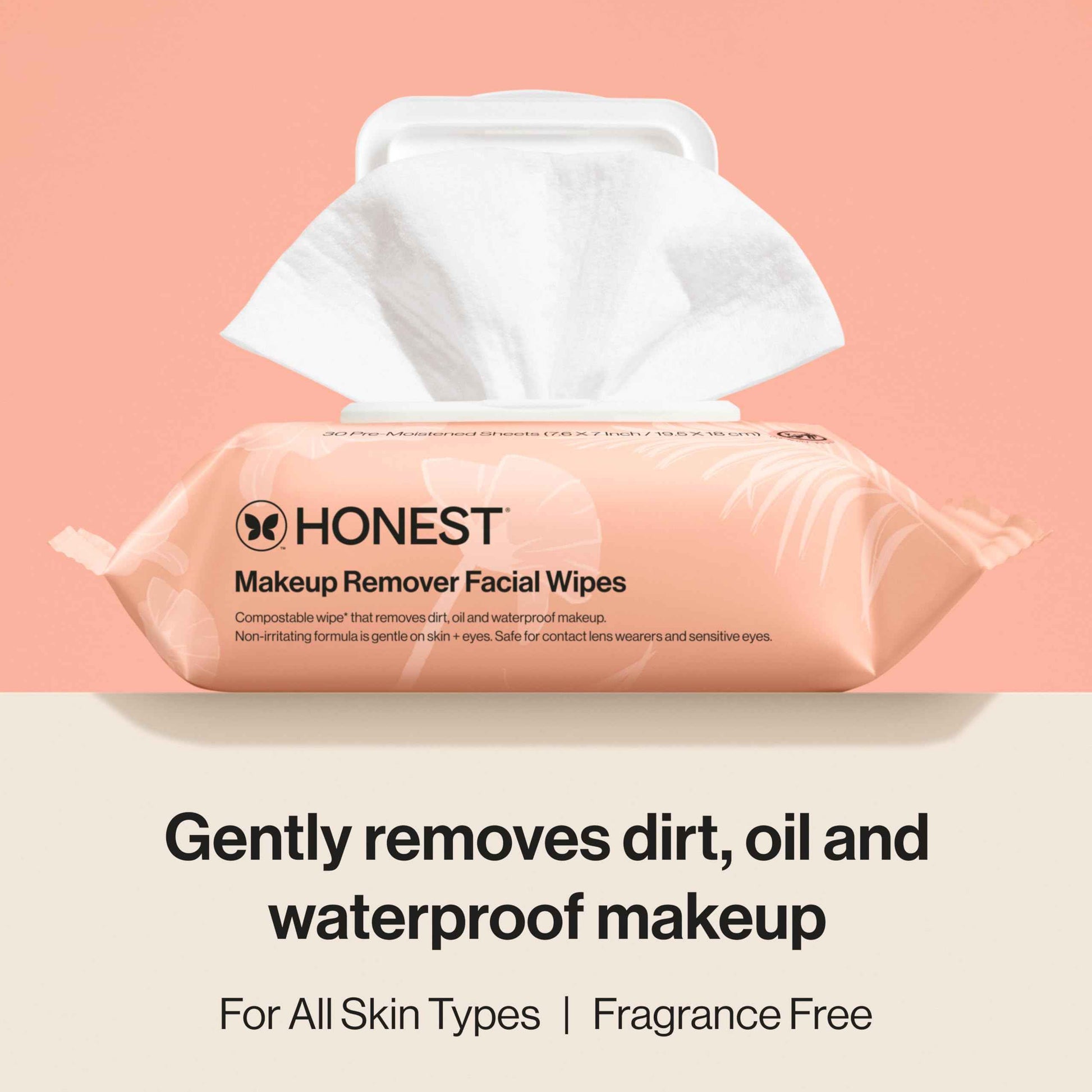 Honest Beauty Fragrance Free Cleansing Makeup Remover Facial Wipes | Plant Based, Hypoallergenic, Gentle for Sensitive Skin | 90 Count