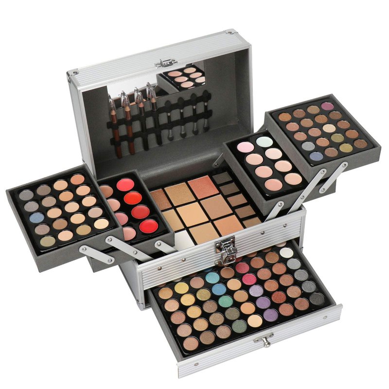 Pure Vie All-in-One Holiday Makeup Gift Set Xmas Essential Starter Bundle Include Eyeshadow Palette Lipgloss Concealer Blush Eyebrow Foundation Face Powder Eyeliner Pencil