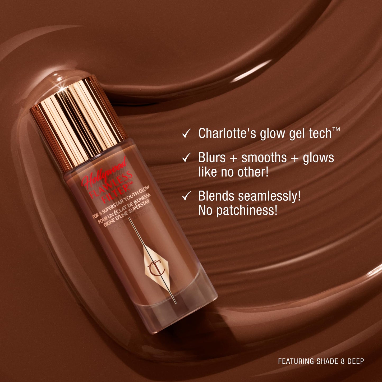 Charlotte Tilbury Hollywood Flawless Filter - Multi‑Use Makeup Primer, Complexion Booster & Illuminating Liquid Highlighter with Sheer Coverage - Smooths & Blurs Skin - 4 Medium
