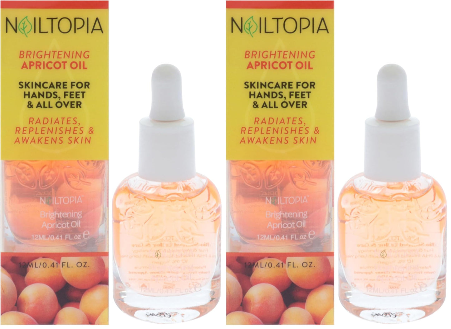 Nailtopia Fresh Apricot Oil - Nail and Cuticle Oil - Anti-Aging Dry Skin Softener for Cuticles - Nail Repair and Cuticle Care Treatment - 0.41 oz (Pack of 2)