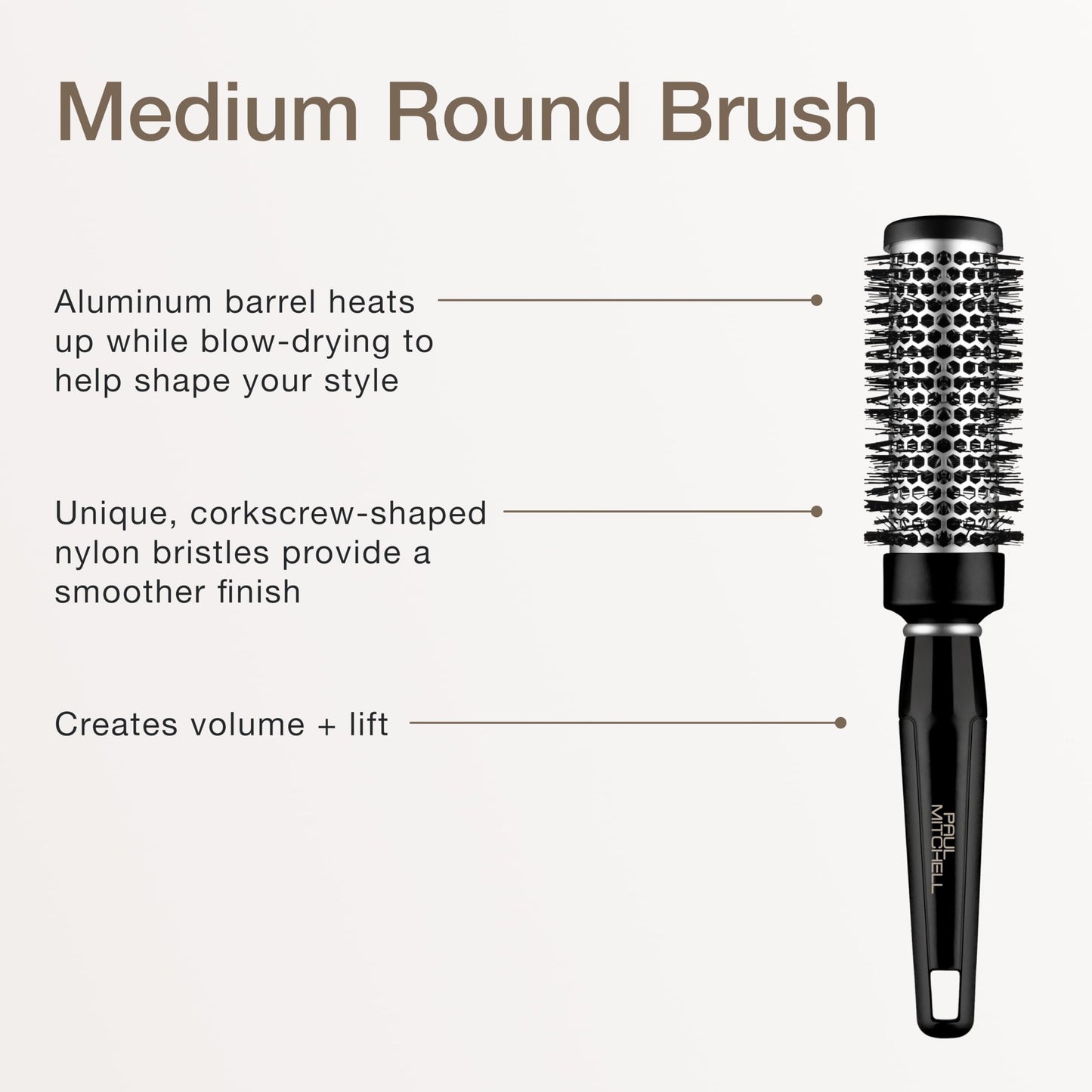 Paul Mitchell Pro Tools Express Ion Aluminum Round Brush, For Blow-Drying All Hair Types, Medium