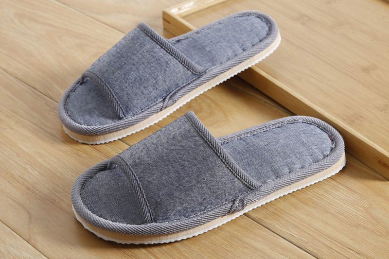 Open Toe Breathable Slippers - Casual Spa Slippers for Guests | Unisex Washable in Beige & Gray Sizes