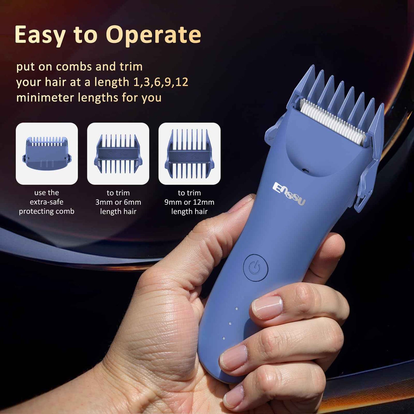 Electric Body Hair Trimmer for Men with Extra Skin-Safe Ceramic Blade, Ball Shaver Groomer w/LED Light& Charging Dock, Pubic Groin Hair Trimmer Male Razor Waterproof (Blue-with Charging Light)