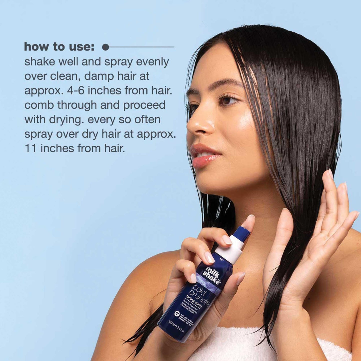milk_shake Cold Brunette Toning Spray - Brown Hair Blue Pigment Spray | Counteracts Warm Red Orangey Tones | Strengthens and Hydrates | 3.4 fl oz (100 ml)