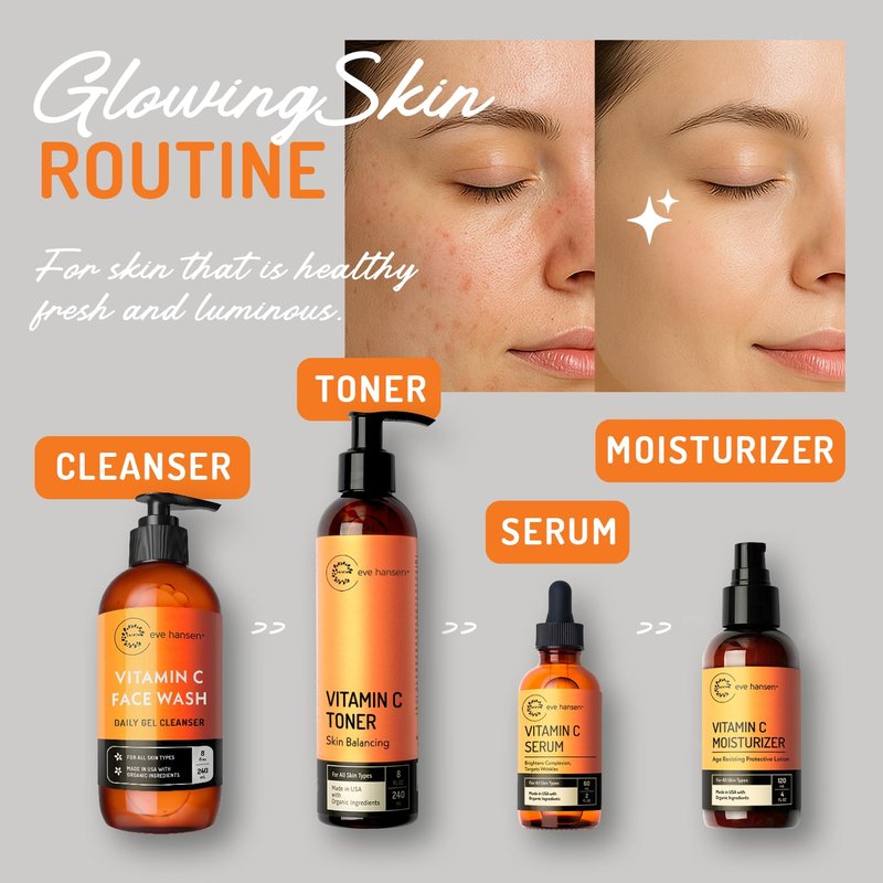 Vitamin C Cleanser | Gentle Facial Cleansing Gel for Uneven Skin Tone - 8 oz with Aloe Vera & Green Tea