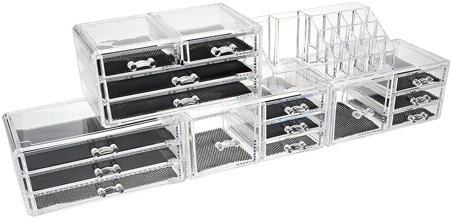 Felicite Home Acrylic Jewelry and Cosmetic Storage Makeup Organizer Set, 5 Piece，Large