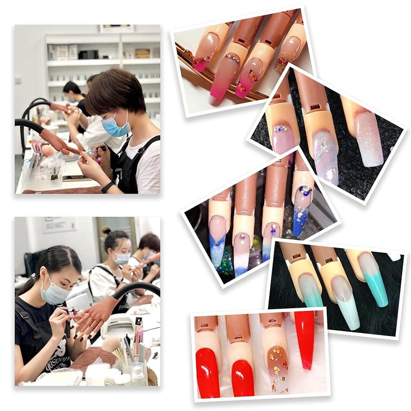 Acrylic Nail Practice Hand - Flexible Mannequin for Nail Art | 200 Pcs Fake Nail Tips Included