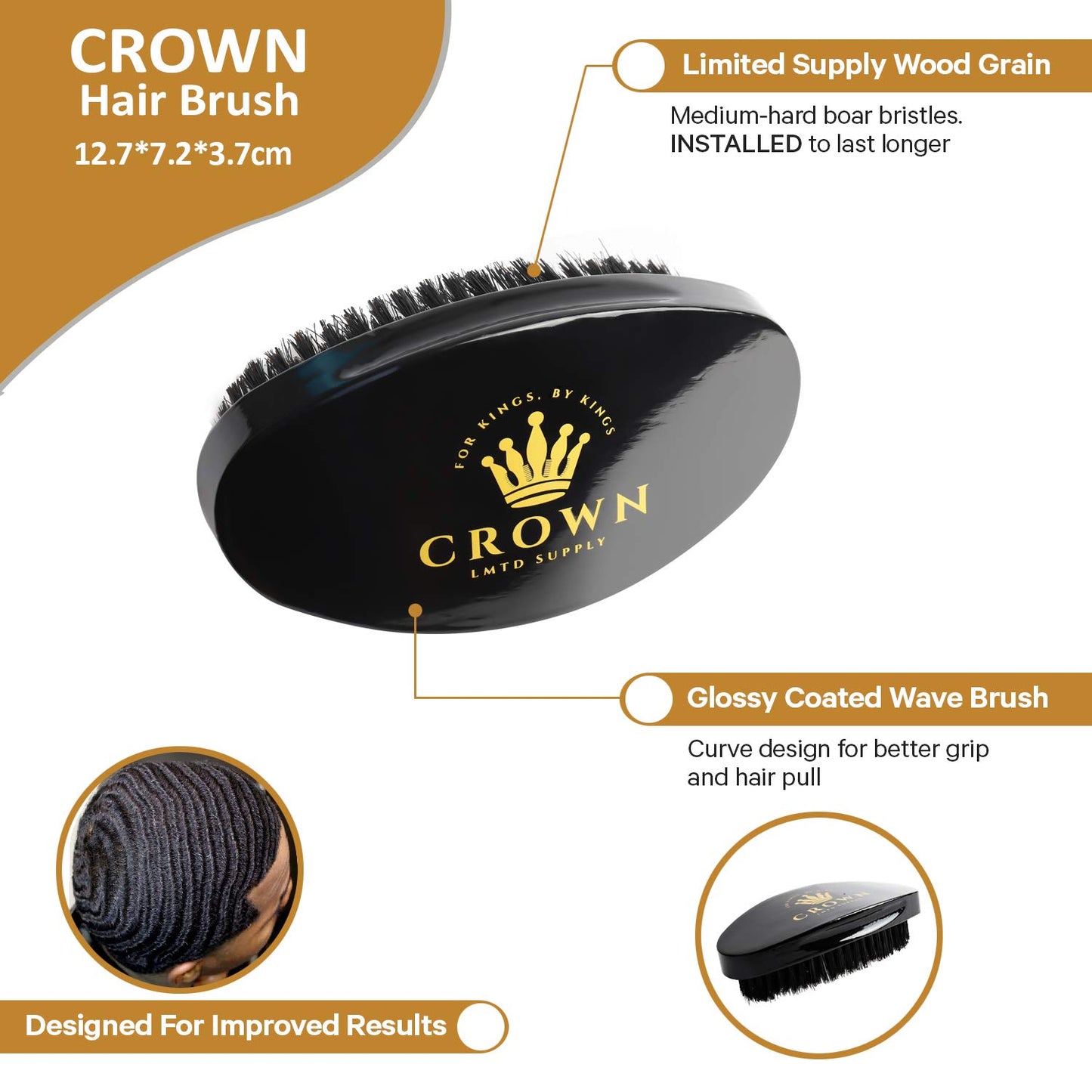 11-in-1 Deluxe Wave Hair Care Set - 3 Durags, Wave Brush, Bristle Beard Brush, Wave Comb, Spray Bottle, 2 Stocking Caps, Mirror for Men