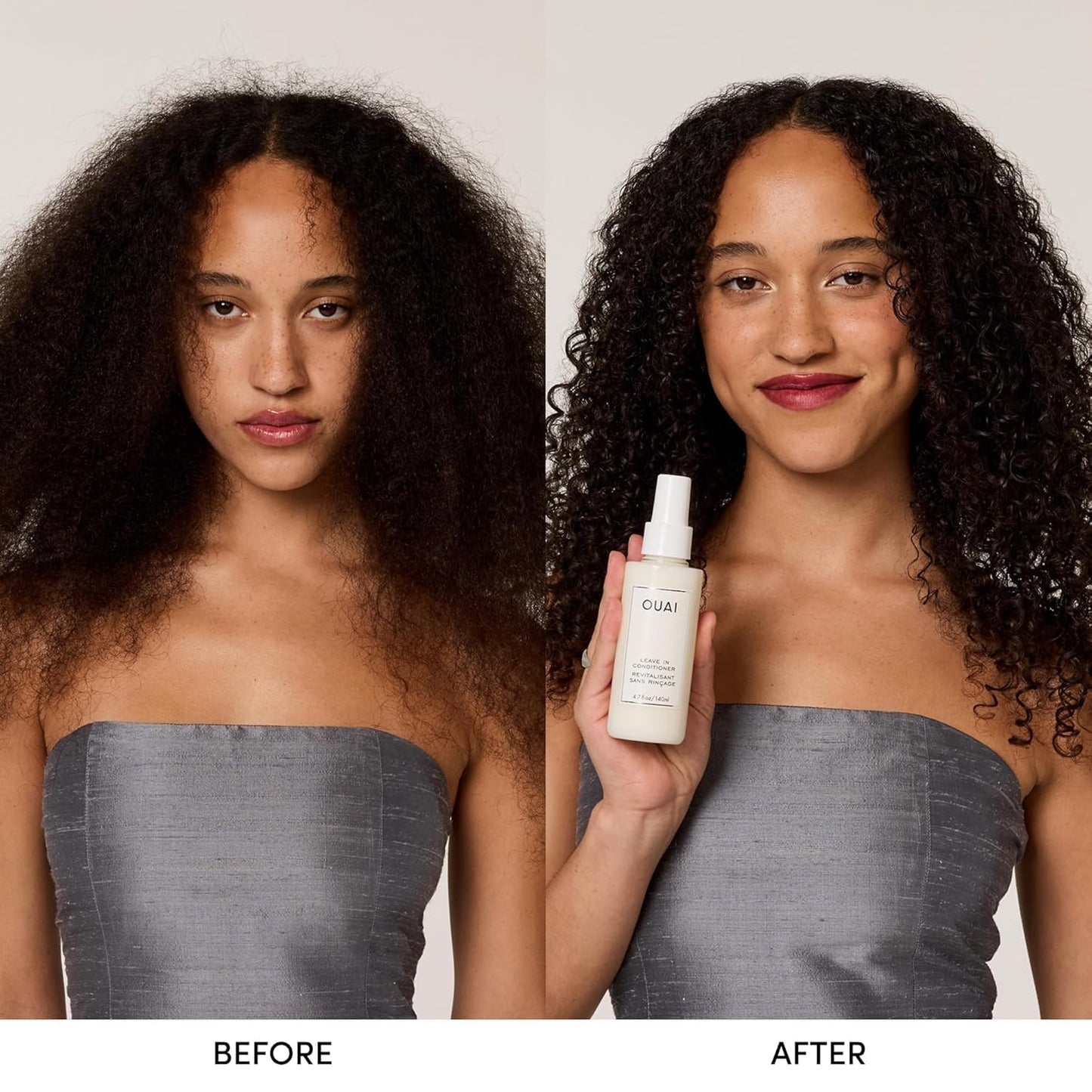 OUAI Leave In Conditioner Full Size & Travel Size - Detangling Spray & Heat Protectant Primer + Tamarind Seed, Vitamin E & Amino Acid Blend - Frizz Control, 450°F Heat Shield, 2 Count