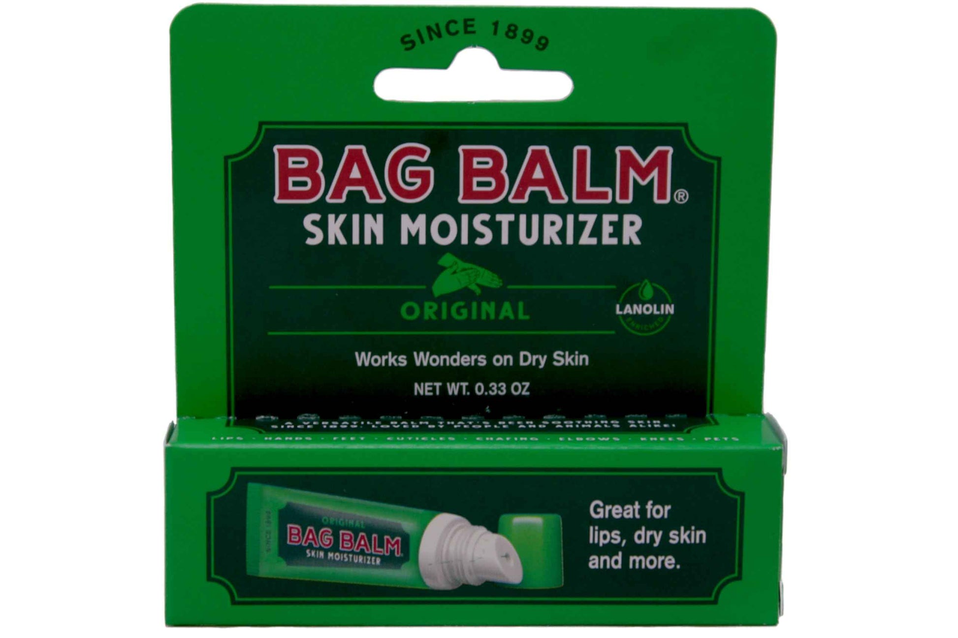 Bag Balm Skin Moisturizer Kit - Original Formula for Dry Skin, Hands, Feet, Lips, Cuticles, Elbows, Heels, Chafing, Pets & Livestock - Includes 1 8 oz Tin & 1 0.33 On The Go Tube