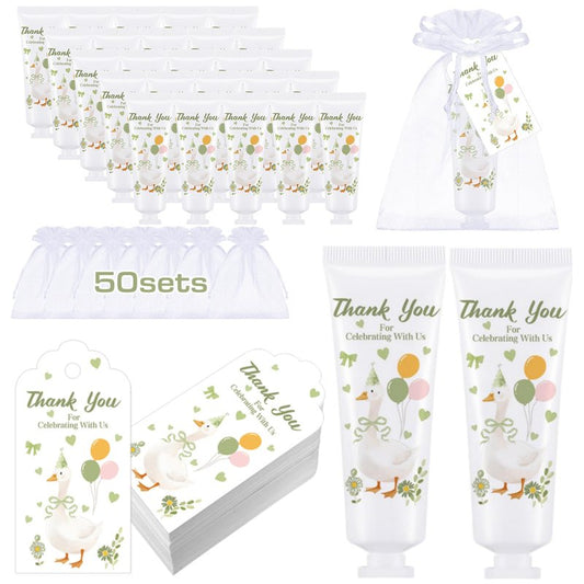 Demissle 50 Sets One Silly Goose Baby Shower Birthday Party Favors Travel Size Hand Cream Appreciation Hand Lotion with Cards and Bags Silly Goose Bulk Gifts for Guests Baby Shower Birthday(Green)
