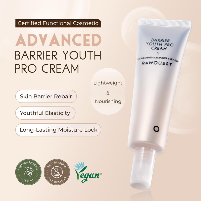 RAWQUEST Barrier Youth Pro Cream 50ml – Acetyl Hexapeptide, Adenosine, Triple Hyaluronic Acid for Anti-Aging, Wrinkle Reduction, Firming & Lift, Elasticity Boost, Deep Hydration, Skin Barrier Repair