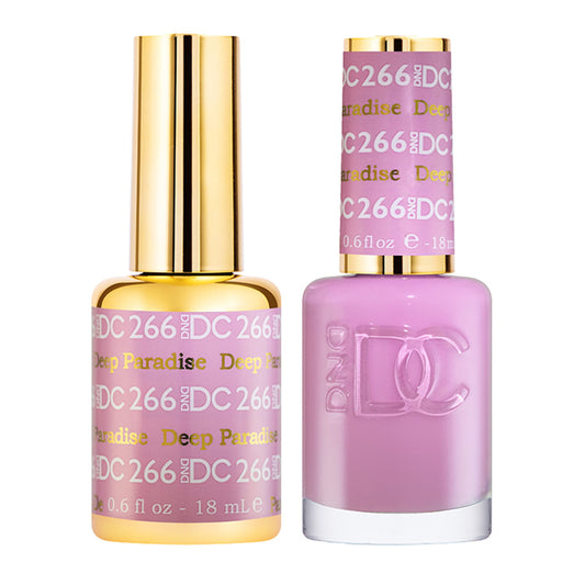 DND DC Gel Polish Set, Purple Collection, UV/LED Gel Polish and Air Dry Nail Lacquer, Matching Chip-Free Polish Duo, 266 Deep Paradise, 0.5 Fl Oz