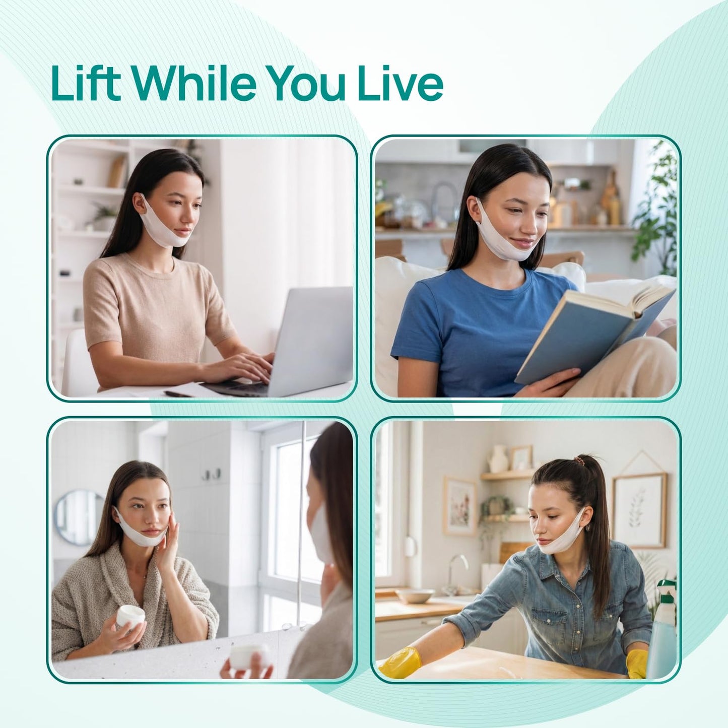 PLANTIFIQUE V-Line Chin Lifting Mask with Hyaluronic Acid & Aloe Vera, 20 Pcs - Double Chin Reducer, Jawline Shaper, Neck Firming and Tightening