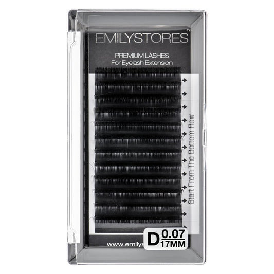 EMILYSTORES Eyelash Extensions 0.07mm Thickness D Curl Length 17mm Single Size Rapid Volume Eyelash For Lash Extensions, Easy Fan Blooming Flower Lashes, Self Fanning Lashes, (0.07,D,17mm)