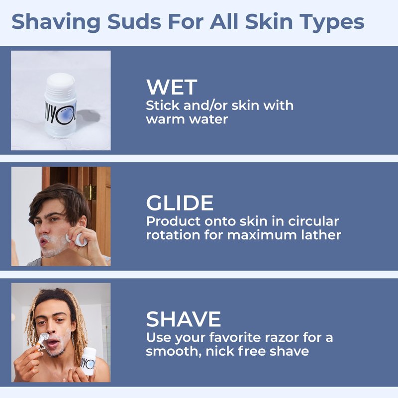 WYOS Shave Stick for Men – Hydrating Glycerin Formula for Sensitive Skin, Smooth Glide for a Close Shave, Solid Shaving Cream Stick, Hands-Free, No Mess, Leak-Proof & TSA-Friendly, 3 Pack
