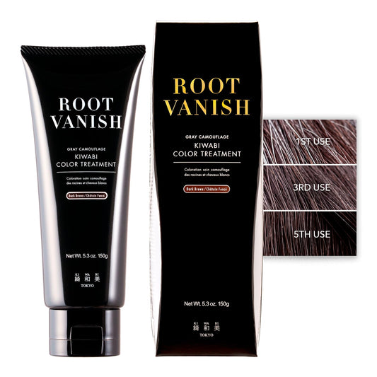 Kiwabi Color-Depositing Treatment for Gray Coverage – Subtle & Buildable Hair Gloss Color Benefit – Gradual, Semi Permanent Hair Color – Sulfate-Free, Ammonia-Free – 31 Botanical Extracts, Dark Brown