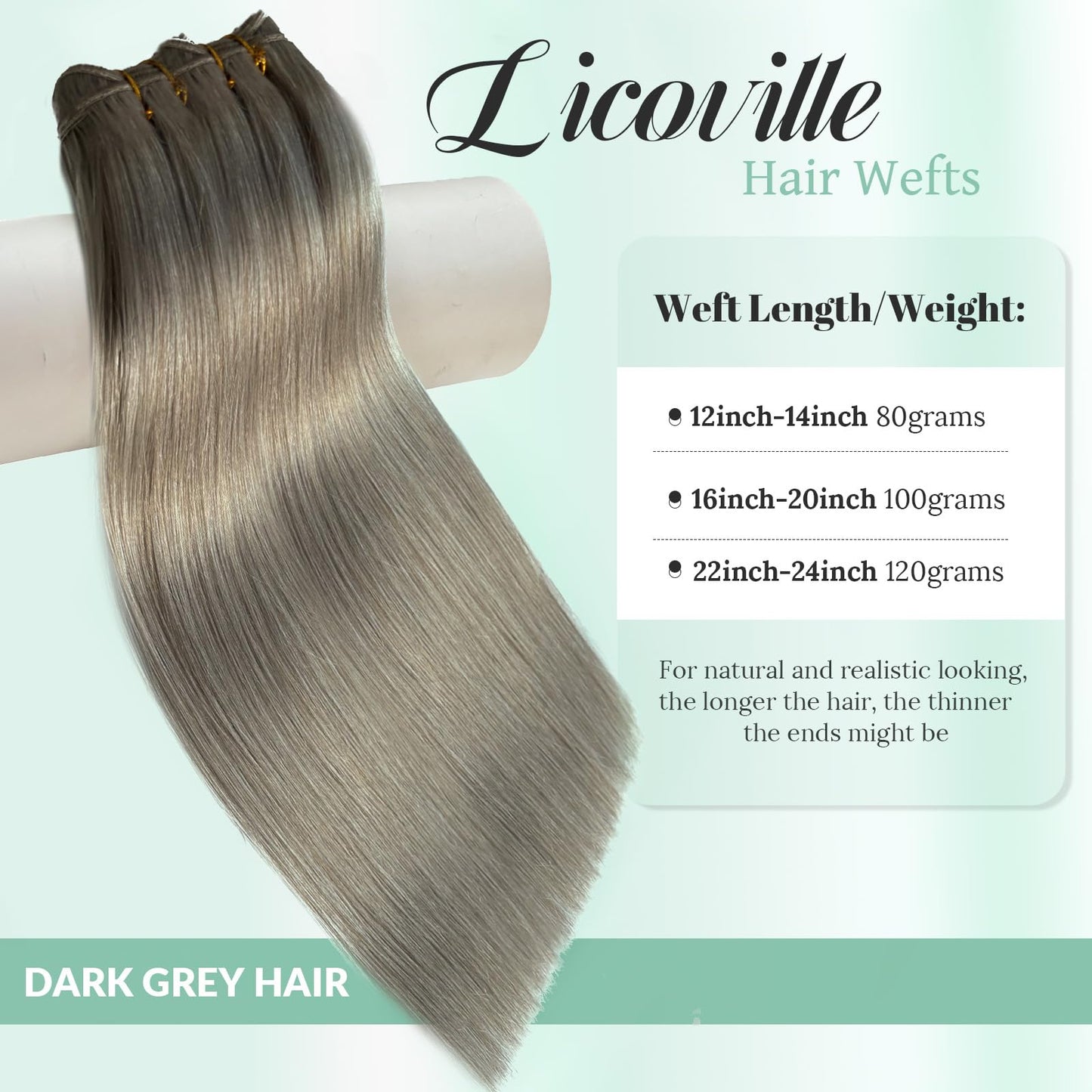 12 Inch Silver Grey Weft Sew in Hair Extensions Real Human Hair Weft Bundles, Hand Tied Silver Gray Sew in Weft Human Hair Extensions, 80G Per Bundle with Thick Full Ends
