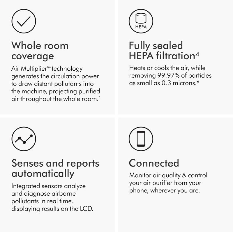 Dyson Air Purifier Hot+Cool HP07 - 3-in-1 Heater, Fan & Air Purifier | White/Silver, Large