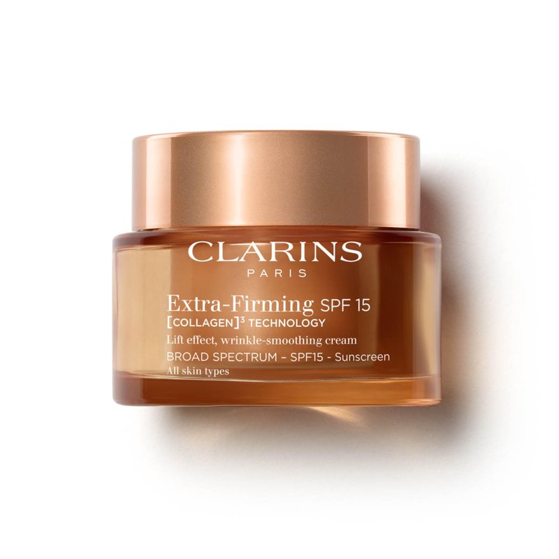 Clarins NEW Extra-Firming Day Moisturizer SPF 15 | Firming Anti Aging Face Cream | Contains Collagen Polypeptide & Niacinamide | UVA/UVB Protection | All Skin Types | 1.7 Ounces