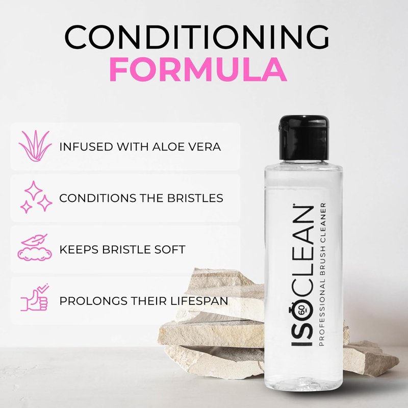 ISOCLEAN Makeup Brush Cleaner - Gentle Daily Solution for Improved Application | Easy Pour with Dip Tray, 6 fl oz