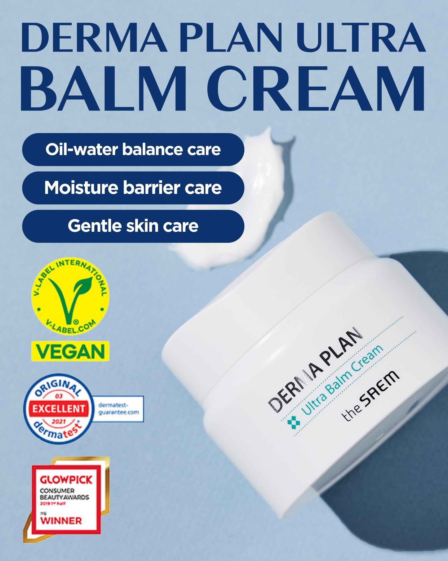 THESAEM Derma Plan Ultra Balm Cream 60ml / 2.02oz - Ceramide and Shea Butter Intensive Hydrating and Soothing Facial Cream, Vegan and Hypoallergenic Skin Care