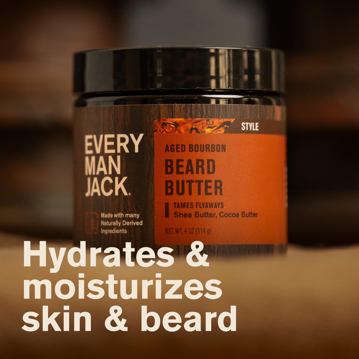 Every Man Jack Beard & Scruff Softening Butter- Aged Bourbon Fragrance - Hydrates & Styles Dry, Unruly Beards While Relieving Itch - Made with Shea Butter & Coconut Oil - 4-ounce (2 Pack)
