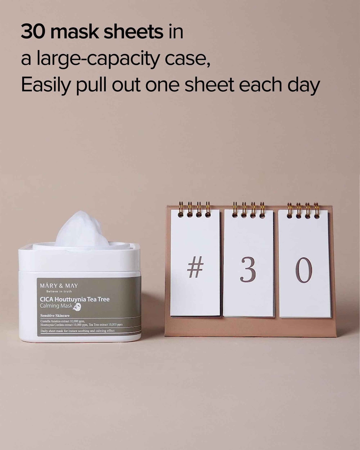 Mary&May CICA Houttuynia Tea Tree Calming Mask - Daily Pull Out Sheet Mask for Instant Soothing & Moisturizing - Korean Skincare, Hypoallergenic and Cruelty-Free, 30 Sheets