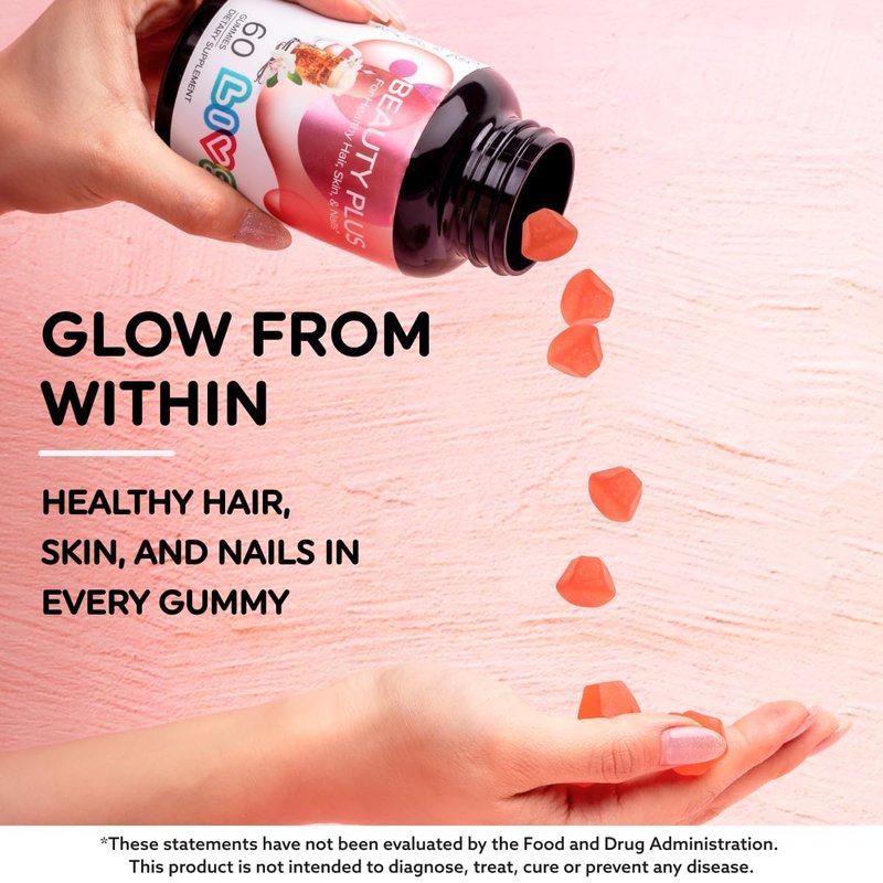 LIVS Beauty Plus Gummy Vitamins - Biotin Gummies for Hair, Skin and Nails | Natural, Gluten-Free, Non-GMO Beauty Supplement with Vitamins A, C, E, B12, D2, Zinc & More - Cream Soda Flavor - 120 Ct