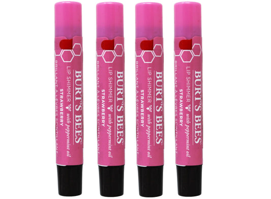 Burt's Bees Lip Shimmer Strawberry, 0.09 Ounce (Pack of 4)