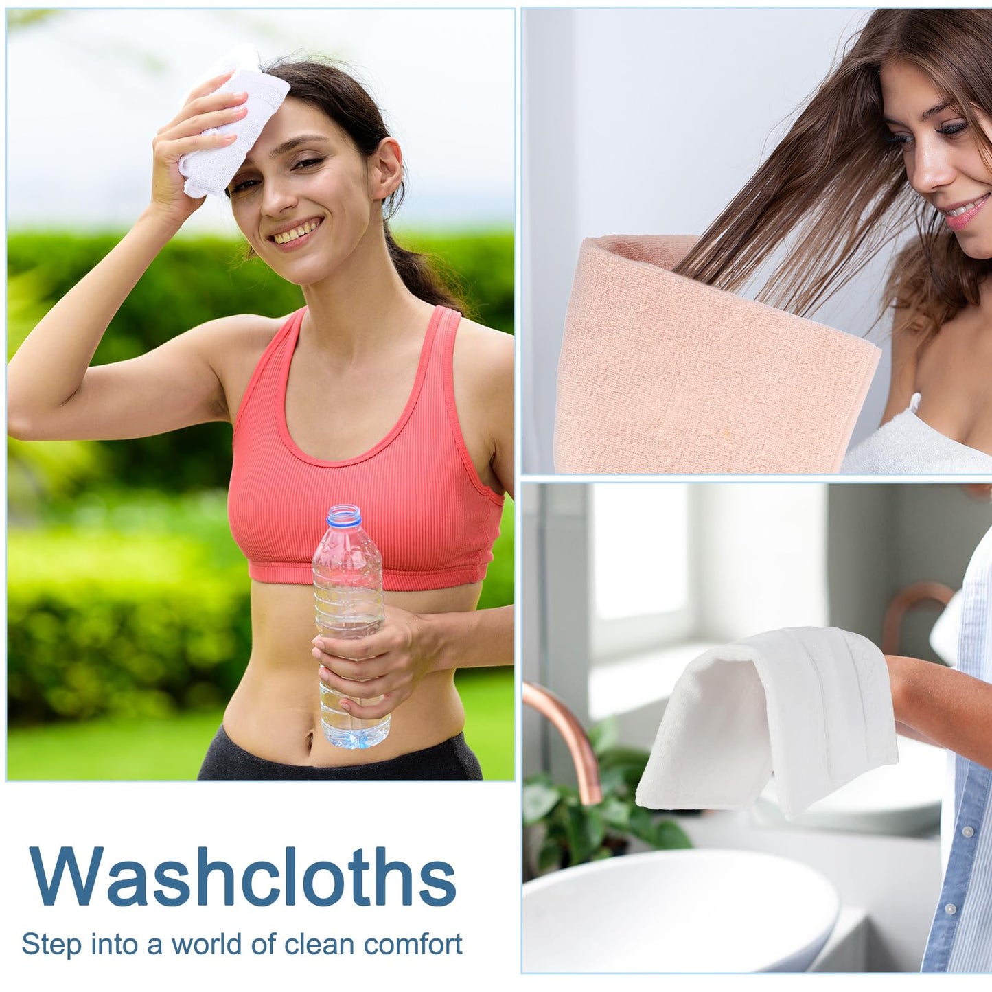 Mindsoft 21 Pack Washcloths for Face 14" x 14" Absorbent and Soft Hand Towels Bulk Set 100% Cotton Ring Spun Hand Towels for Bathroom Gym Wash Cloths(Multicolor)