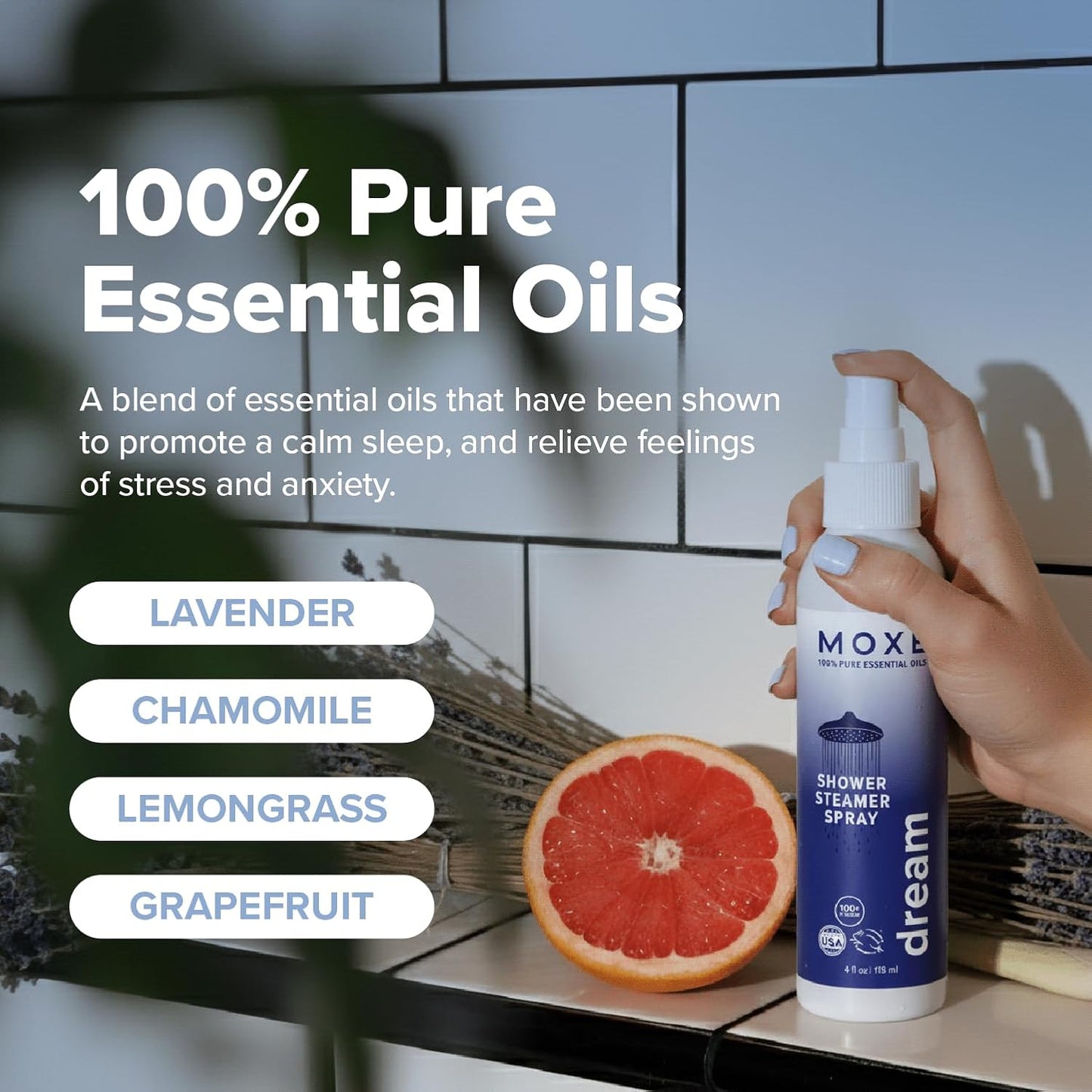 Dream Lavender & Chamomile Shower Steamer Spray - 100% Natural Essential Oils for Bath Relaxation | 4 Ounces (2 Pack)