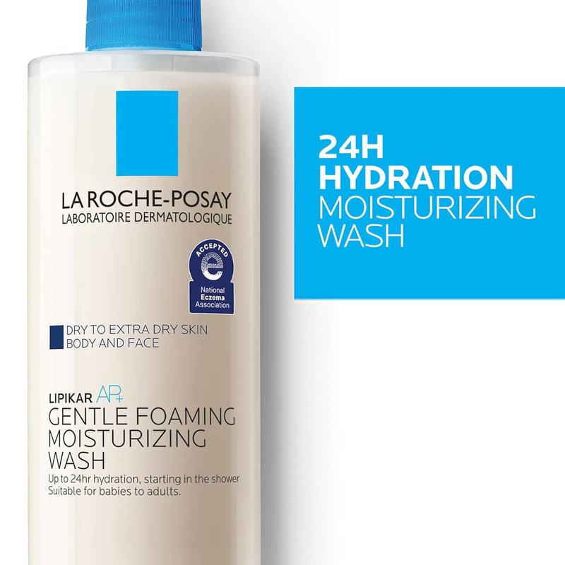 La Roche-Posay Lipikar AP+ Gentle Foaming Body Wash - Moisturizing Formula with Shea Butter & Niacinamide for Dry Skin | Eczema-Friendly