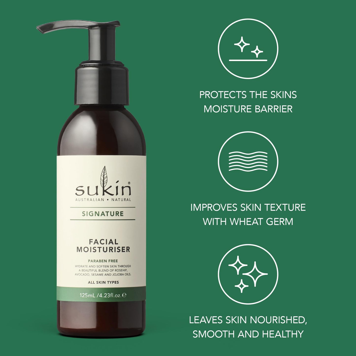 Sukin Facial Moisturizer, Hydrating – Signature Face Lotion with Aloe Vera, Rosehip Oil & Shea Butter for Rejuvenating Dry Skin, Signature Scent, 4.23 Oz