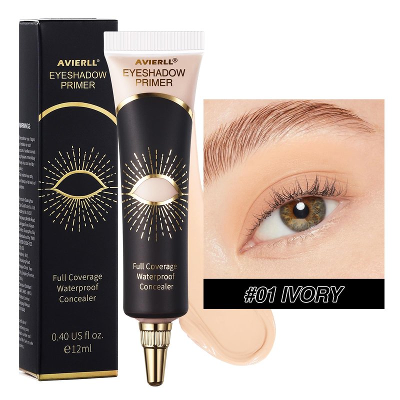 Eyeshadow Primer,Eye Primer,Makeup Primer Long Lasting Cream Eyeshadow Base,Primer Face Makeup,Full Coverage Waterproof Concealer 1 Pens -0.40 fl oz (01_IVORY)