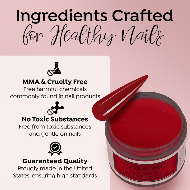 TONES Coverland Acrylic Nail Powder – Candy Cane | Festive Red & White Glitter Polymer for Nail Sculpting & 3D Art | Non-Yellowing MMA-Free Bubble-Free | Professional Nail Supplies (1.5 oz)