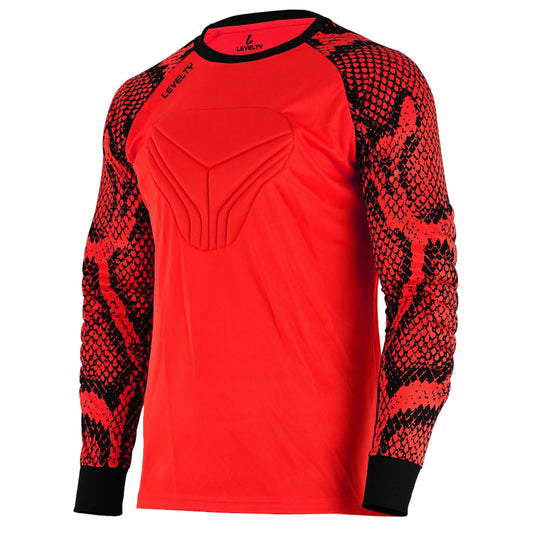 Levelty Soccer Goalkeeper Jersey Adult/Youth Elbow Padded Long Sleeve Goalie Shirt Men Women Kids Goalkeeper Jersey (Red - XS)