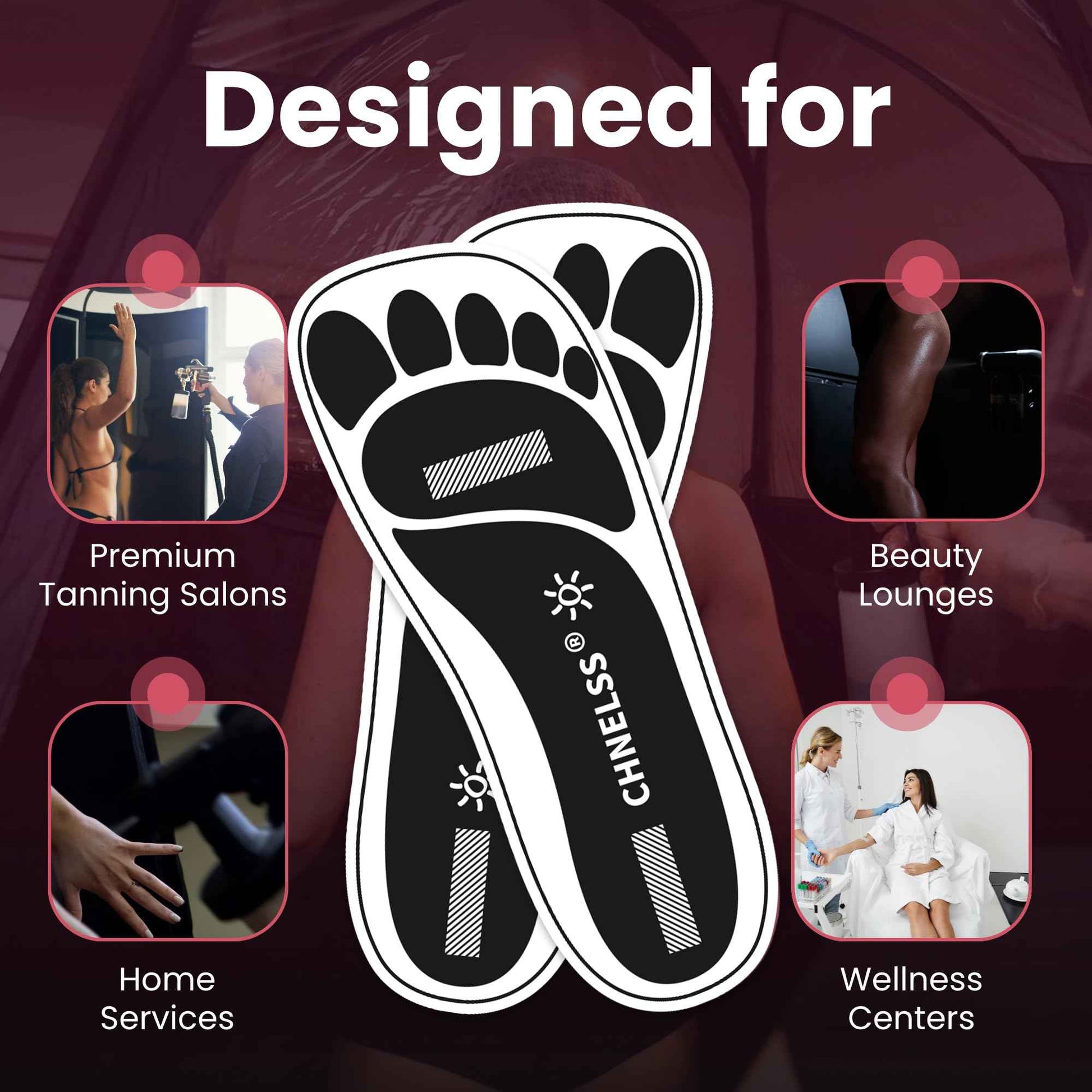 CHNELSS Black 60Pairs(120Feet)Disposable Spray Tanning Feet Pads for Hygienic Foot Protectors, Comfortable & Non-Slip, One Size, Medium Deep Skin Tone