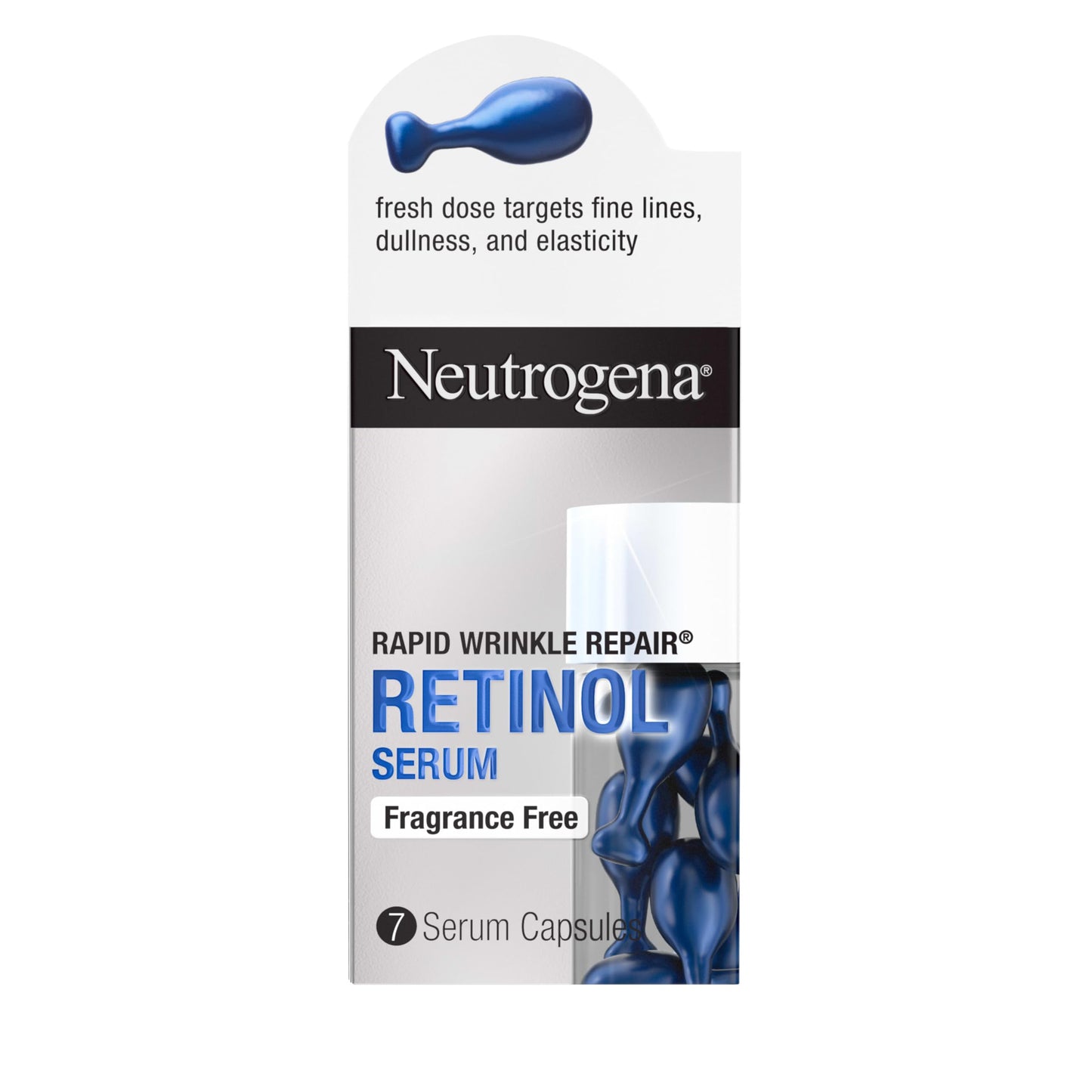 Neutrogena Rapid Wrinkle Repair Retinol Face Serum Capsules, Fragrance-Free Daily Facial Serum with Retinol that fights Fine Lines, Wrinkles, Dullness, Alcohol-Free & Non-Greasy, 7 ct
