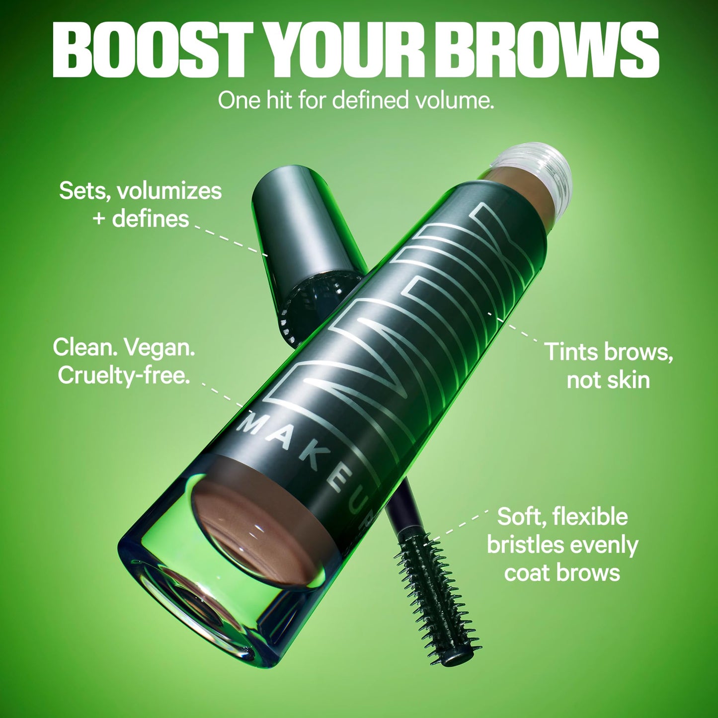 Milk Makeup KUSH High Roll Defining + Volumizing Brow Tint – Tubing Brow Gel Shapes, Volumizes + Sets Eyebrows Up to 24 Hours – Water Resistant, Smudge-Proof, Clean – Herb (Medium Brown), 0.16oz