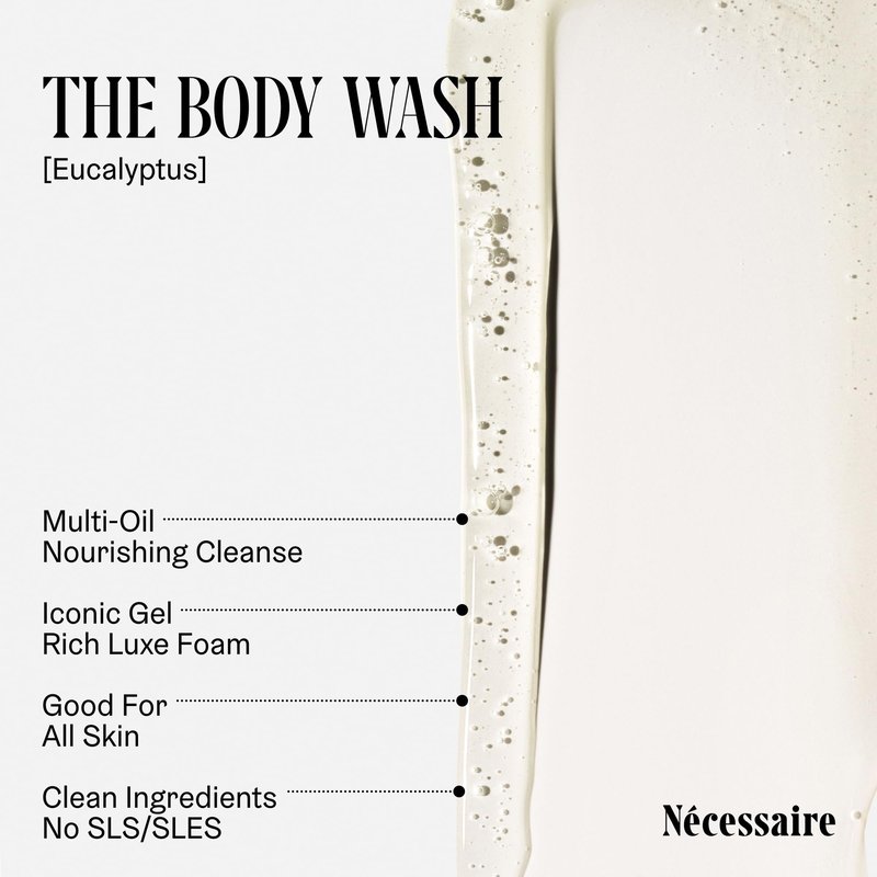 Nécessaire The Body Wash Eucalyptus — Multi-Oil Shower Gel Body Wash for Women + Men. Non-Comedogenic + Hypoallergenic for Sensitive Skin with Niacinamide. 8.4 fl oz.