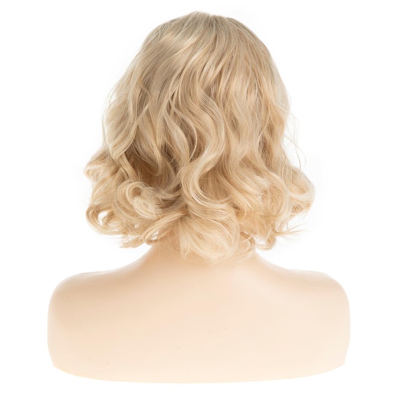 Baruisi Short Wavy Blonde Wig for Women Synthetic Side Part Halloween Cosplay Hair Wig