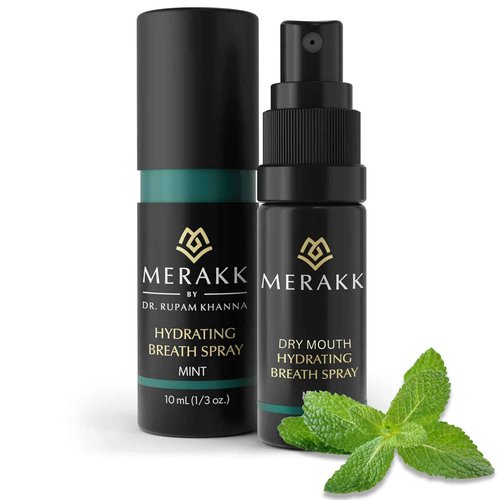 Merakk Dry Mouth Spray Hydrating Fresh Breath Spray (Mint) - Sugar-Free Breath Freshener | Bad Breath Spray W/Xylitol, Stevioside, Menthol - Dentist-Designed- 0.3 fl oz