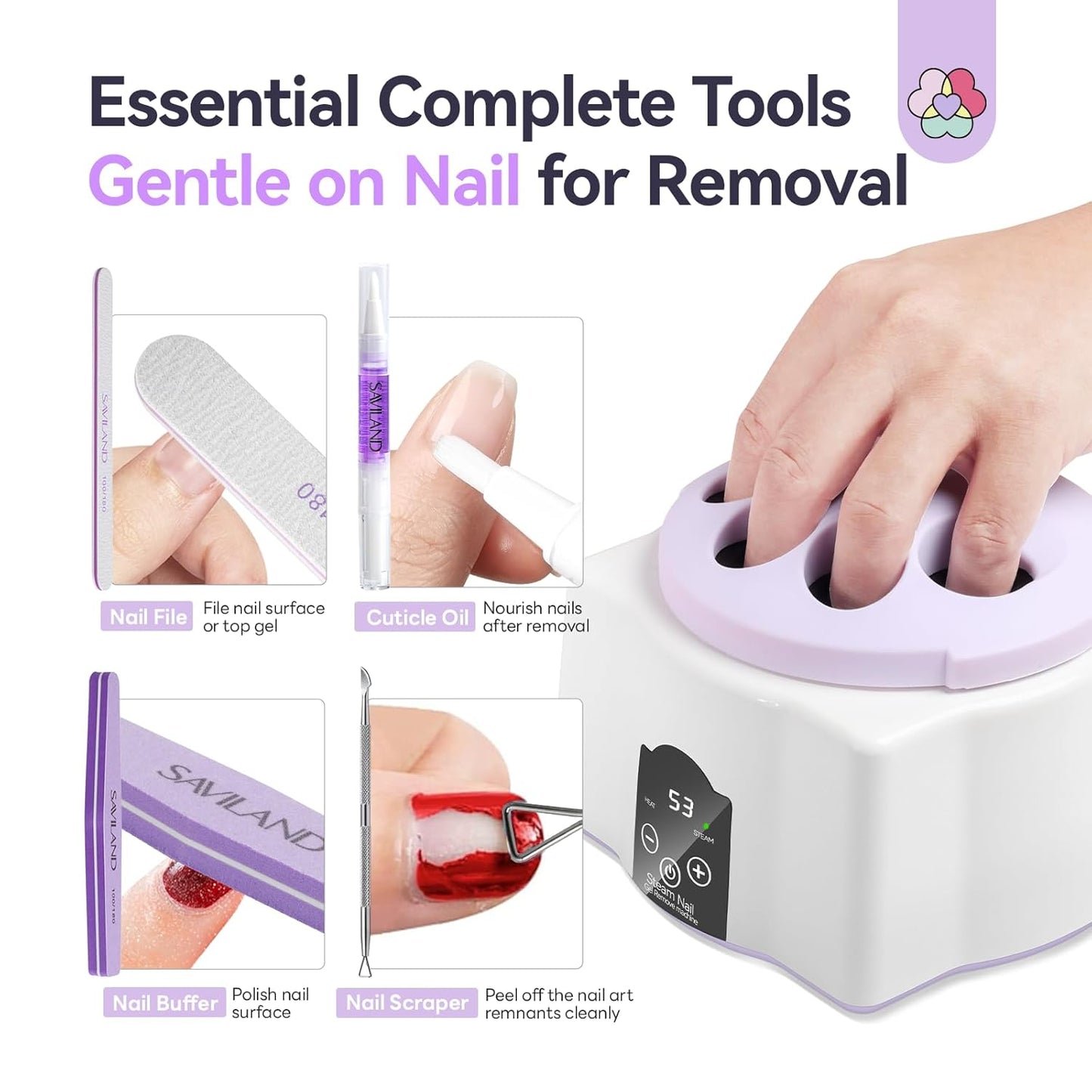 Saviland Nail Polish Remover Machine - Acetone Gel & Soaking Bowl for Acrylic Nails | Home DIY Use